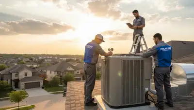 Professional AC repair technician servicing cooling unit in San Antonio, Texas home
