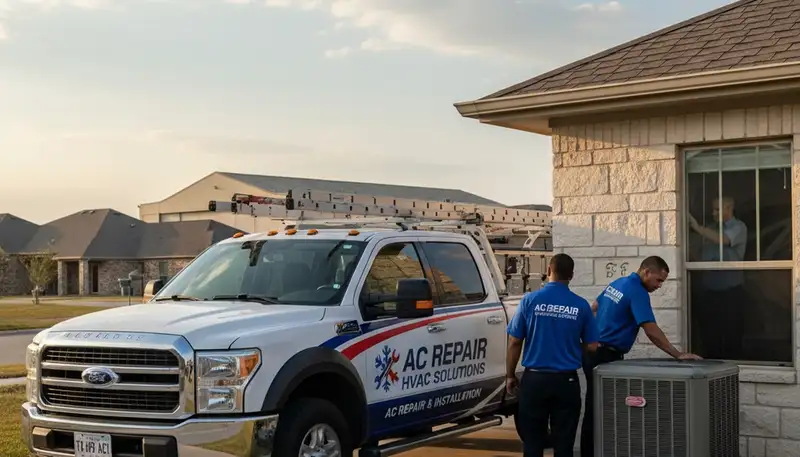 Professional AC repair technician servicing air conditioning unit in San Antonio, TX