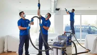 Technician cleaning air ducts for HVAC system in San Antonio TX home by Five Star Cooling